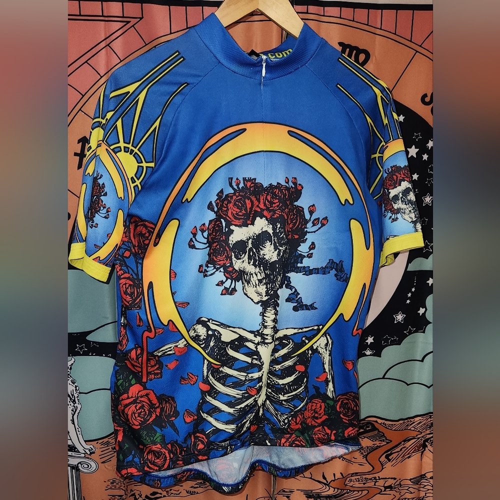 Ride 7B Grateful Dead Big Bertha 3/4zip Skeleton Graphic Cycling Jersey - Med